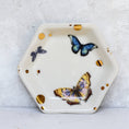 Load image into Gallery viewer, Trinket Tray: Hexagon Butterfly Tray | Jewelry Dish | Handmade with Gold