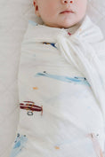 Load image into Gallery viewer, Vintage Airplanes Muslin Swaddle Blanket
