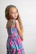 Load image into Gallery viewer, Maxi Dress: Girls Hot Pink Hawaiian Tropical Tiered