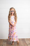 Load image into Gallery viewer, Dress: Girls Pink Retro Daisy Tiered Spring Summer Maxi Dress