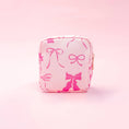 Load image into Gallery viewer, Cosmetic Bag: Pink Bows Nylon Cosmetic Zipper Bag