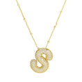 Load image into Gallery viewer, Necklace: Initial CZ Balloon Bubble 18K Gold Necklace