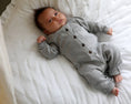 Load image into Gallery viewer, Milan Sweater Knit Button Baby Jumpsuit (Organic Cotton): Grey / 0-3 Month