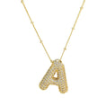 Load image into Gallery viewer, Necklace: Initial CZ Balloon Bubble 18K Gold Necklace