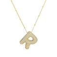 Load image into Gallery viewer, Necklace: Initial CZ Balloon Bubble 18K Gold Necklace