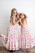 Load image into Gallery viewer, Dress: Girls Pink Retro Daisy Tiered Spring Summer Maxi Dress