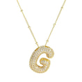 Load image into Gallery viewer, Necklace: Initial CZ Balloon Bubble 18K Gold Necklace