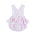 Load image into Gallery viewer, Romper: Pink Seersucker Easter Bunny Ruffle Romper