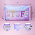 Load image into Gallery viewer, Costmetic Bag: Varsity Letter STUFF Bag (Tye Dye Glitter)