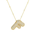 Load image into Gallery viewer, Necklace: Initial CZ Balloon Bubble 18K Gold Necklace