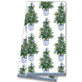 Load image into Gallery viewer, Tea Towel: Blue Bows Christmas Trees