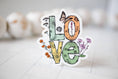 Load image into Gallery viewer, Sticker: LOVE, Floral With Butterfly, Vinyl Sticker, 3x3 in.