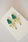 Load image into Gallery viewer, Earrings: Christmas Tree Stud Earrings With Dangle Bow