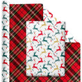 Load image into Gallery viewer, Gift Wrap: 24" x 16' Reversible Holiday | Prancing Deer/Plaid