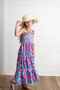 Load image into Gallery viewer, Maxi Dress: Girls Hot Pink Hawaiian Tropical Tiered