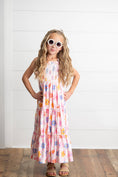Load image into Gallery viewer, Dress: Girls Pink Retro Daisy Tiered Spring Summer Maxi Dress