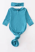 Load image into Gallery viewer, Baby Ruffle Gown: Teal (2 PC Bamboo Set)