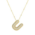 Load image into Gallery viewer, Necklace: Initial CZ Balloon Bubble 18K Gold Necklace