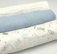 Load image into Gallery viewer, Swaddle Muslin Blankets: BUNDLE OF LOVE, Set of 3, Boy Newborn Gift