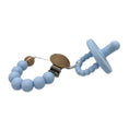 Load image into Gallery viewer, Silicone Baby Pacifiers & Clips (Macaron Purple, Warm Gray, and Baby Blue)