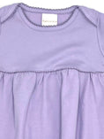 Load image into Gallery viewer, 100% PIMA Cotton Ruffle Dress/Bloomer Set + Lavender Gown/Hat (Lavender Picot Trim)