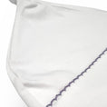 Load image into Gallery viewer, 100% PIMA Cotton Newborn Pleated Gown & Hat Set: White with Lavender Picot (0-6 months)