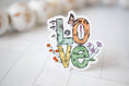 Load image into Gallery viewer, Sticker: LOVE, Floral With Butterfly, Vinyl Sticker, 3x3 in.
