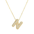 Load image into Gallery viewer, Necklace: Initial CZ Balloon Bubble 18K Gold Necklace