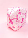 Load image into Gallery viewer, Cosmetic Bag: Pink Bows Nylon Cosmetic Zipper Bag