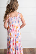 Load image into Gallery viewer, Dress: Girls Pink Retro Daisy Tiered Spring Summer Maxi Dress