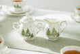 Load image into Gallery viewer, Christmas Pine Trees Fine Porcelain Sugar and Creamer Set