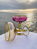 Load image into Gallery viewer, Colored Cocktail Glasses with Gold Rims: Toasting (Set of 5)