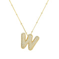 Load image into Gallery viewer, Necklace: Initial CZ Balloon Bubble 18K Gold Necklace