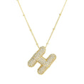 Load image into Gallery viewer, Necklace: Initial CZ Balloon Bubble 18K Gold Necklace
