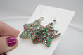 Load image into Gallery viewer, Earrings: Christmas Star Acrylic Earrings, Glitter, Sparkly, Confetti