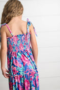 Load image into Gallery viewer, Maxi Dress: Girls Hot Pink Hawaiian Tropical Tiered