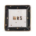 Load image into Gallery viewer, Bride: Mrs. Jewelry Dish (Black, White, Gold Honeycomb)