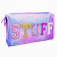 Load image into Gallery viewer, Costmetic Bag: Varsity Letter STUFF Bag (Tye Dye Glitter)