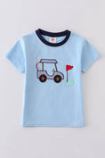 Load image into Gallery viewer, Boy Shirt: Blue Golf Embroidery