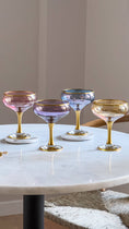 Load image into Gallery viewer, Colored Cocktail Glasses with Gold Rims: Toasting (Set of 5)