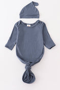 Load image into Gallery viewer, Baby Gown: Slate Blue (2 PC Bamboo Set)
