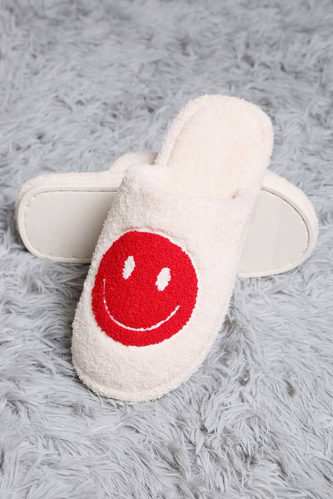 Comfy Happy Face Fuzzy Slipper: Lavender (Size 8-10 Womens)