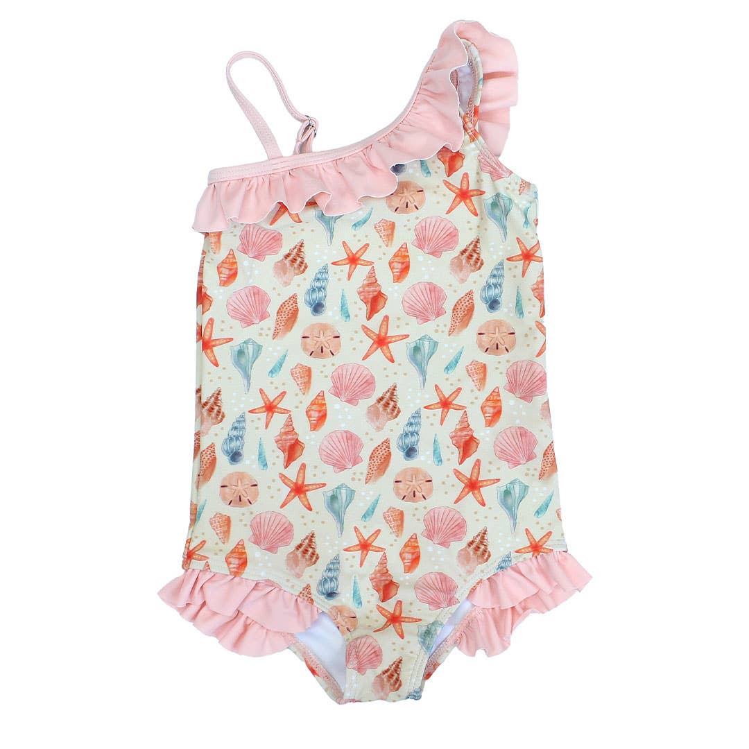 Baby Girls Swimsuit: Sandy Seashells Beachy Girls