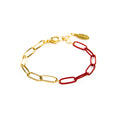 Load image into Gallery viewer, Enamel 16+ Colors paperclip & Gold chain link bracelet
