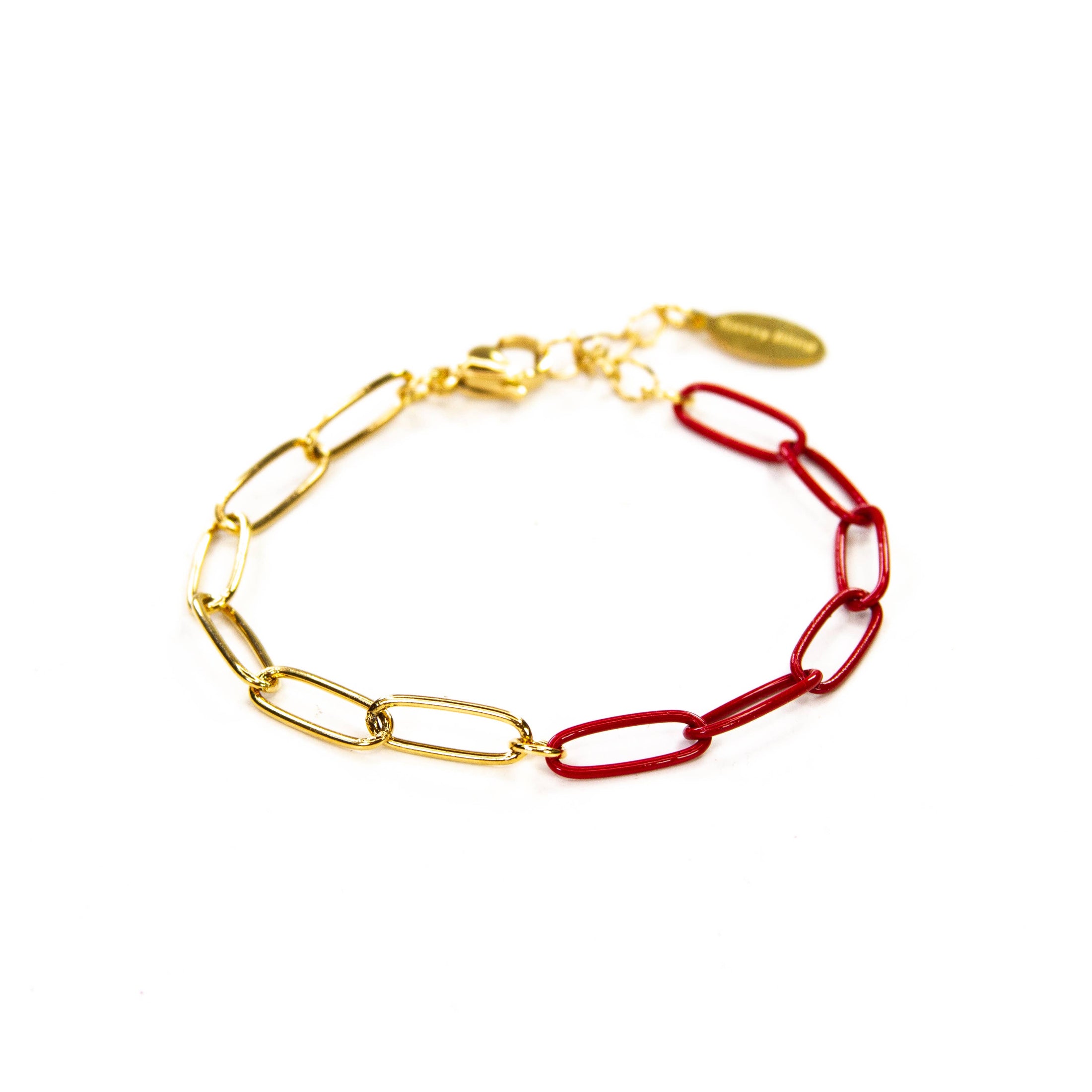 Enamel 16+ Colors paperclip & Gold chain link bracelet