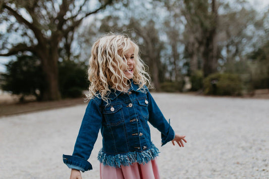 Denim Jacket: Long Sleeve Fringe Jacket - All Seasons