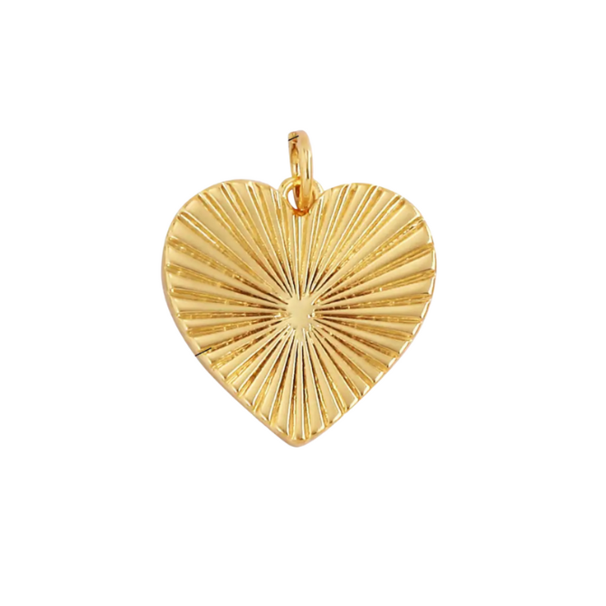 Charm: Etched Gold Heart Charm ~ 14k Gold-Filled