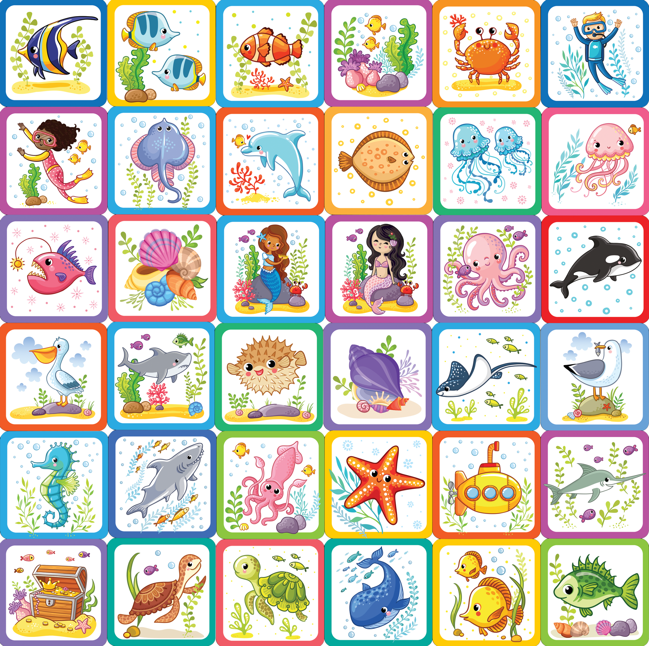 Memory Matching Game: Under the Sea  (Set of 72 cards)