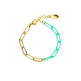 Load image into Gallery viewer, Enamel 16+ Colors paperclip & Gold chain link bracelet
