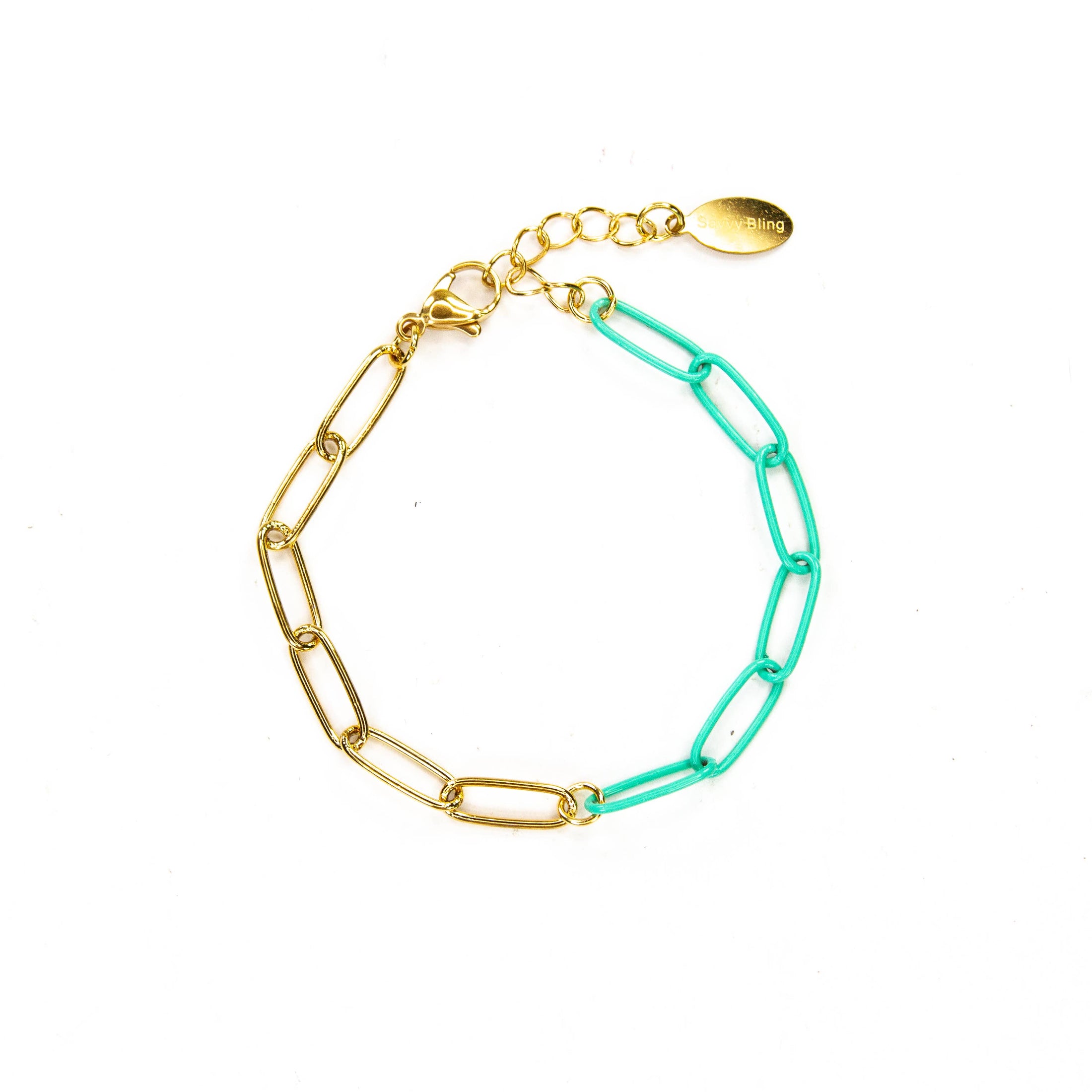 Enamel 16+ Colors paperclip & Gold chain link bracelet